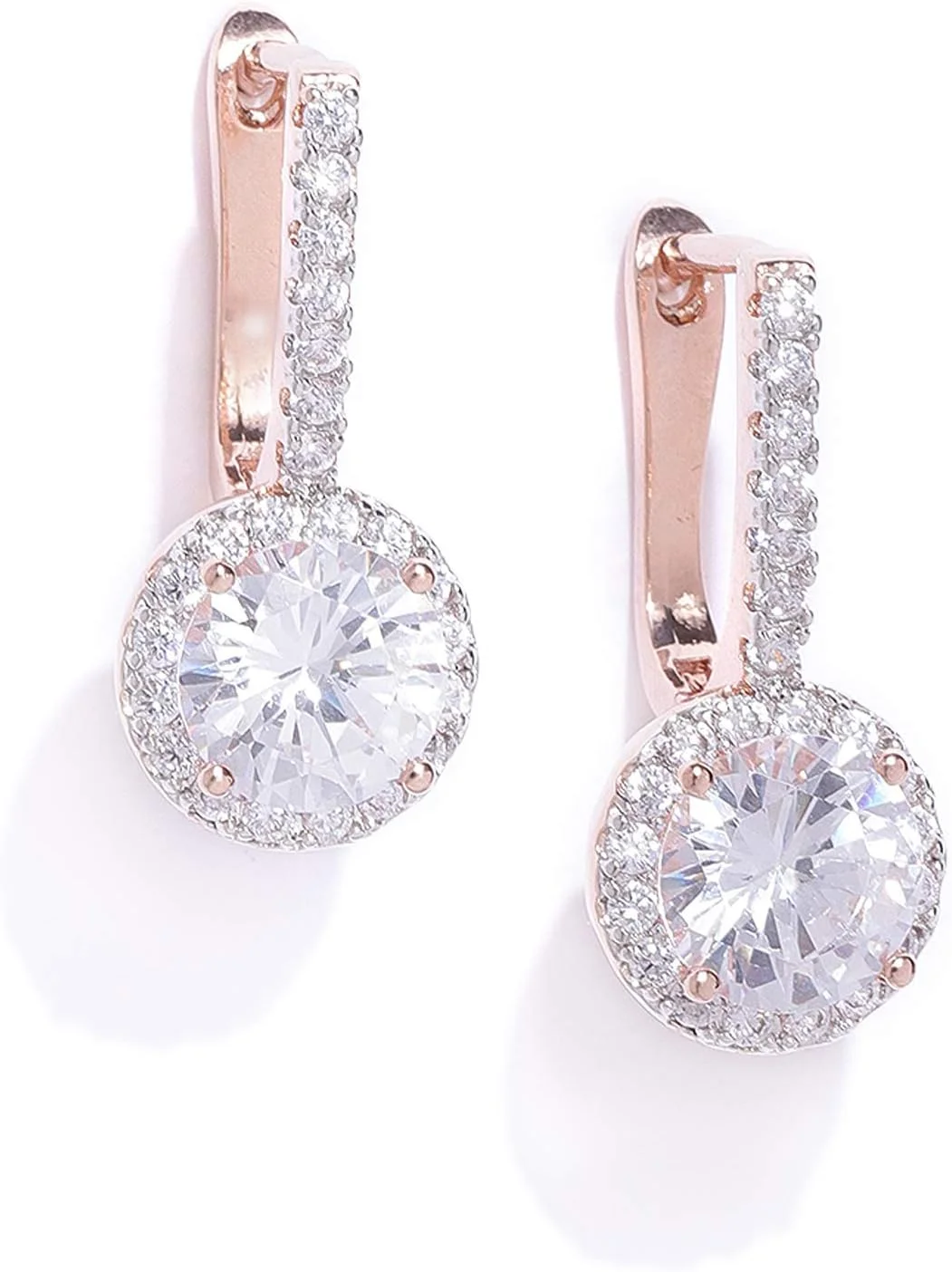 گوشواره بالی زنانه نگین دار رزگلد با زیرکونیا کوبیک درخشان Zaveri Pearls مدل ZPFK7993 گوشواره بالی زنانه نگین دار رزگلد با زیرکونیا کوبیک درخشان Zaveri Pearls مدل ZPFK7993