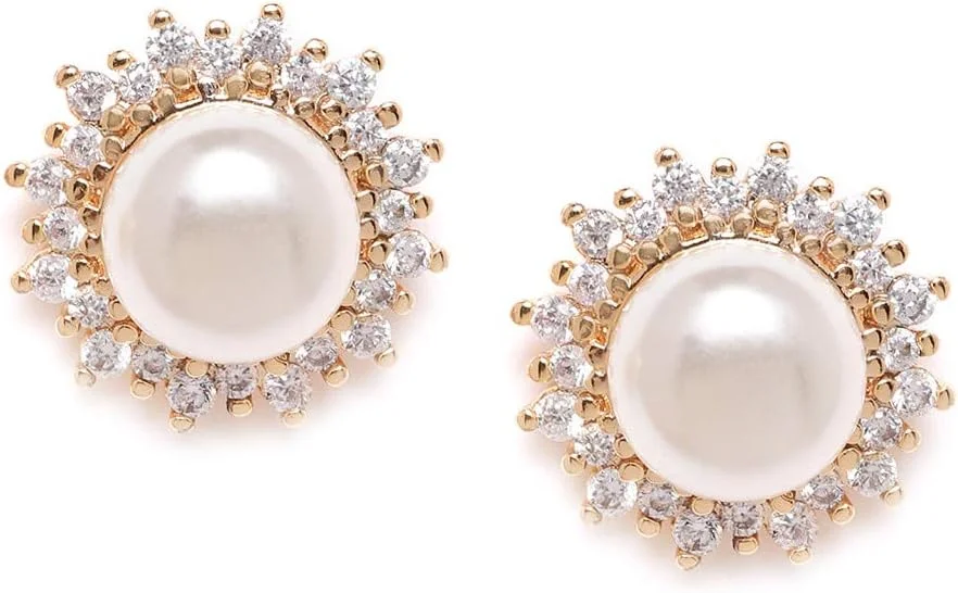 گوشواره زنانه نگین دار زیرکونیا و مروارید ZAVERI PEARLS با پایه فلزی برنجی (ZPFK9458) گوشواره زنانه نگین دار زیرکونیا و مروارید ZAVERI PEARLS با پایه فلزی برنجی (ZPFK9458)