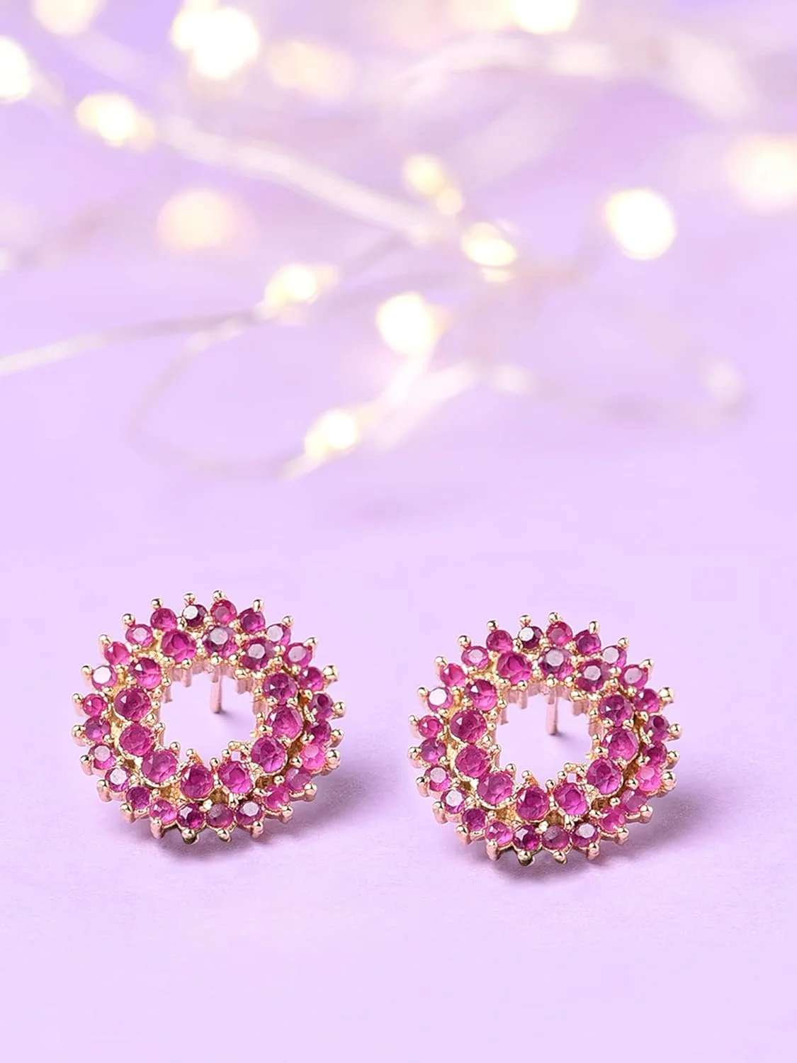 گوشواره میخی برنجی زنانه نگین زیرکُنیا مکعبی صورتی Zaveri Pearls مدل ZPFK14572 گوشواره میخی برنجی زنانه نگین زیرکُنیا مکعبی صورتی Zaveri Pearls مدل ZPFK14572