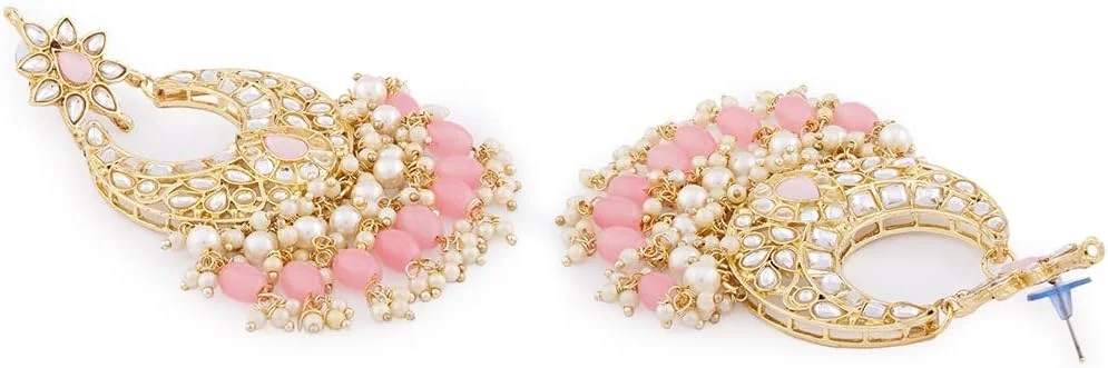 گوشواره آویز هلالی آویزدار خوشه ای مهره ای صورتی رنگ زنانه Zaveri Pearls مدل ZPFK13794 گوشواره آویز هلالی آویزدار خوشه ای مهره ای صورتی رنگ زنانه Zaveri Pearls مدل ZPFK13794