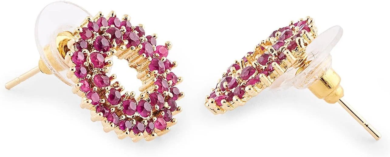 گوشواره میخی برنجی زنانه نگین زیرکُنیا مکعبی صورتی Zaveri Pearls مدل ZPFK14572 گوشواره میخی برنجی زنانه نگین زیرکُنیا مکعبی صورتی Zaveri Pearls مدل ZPFK14572