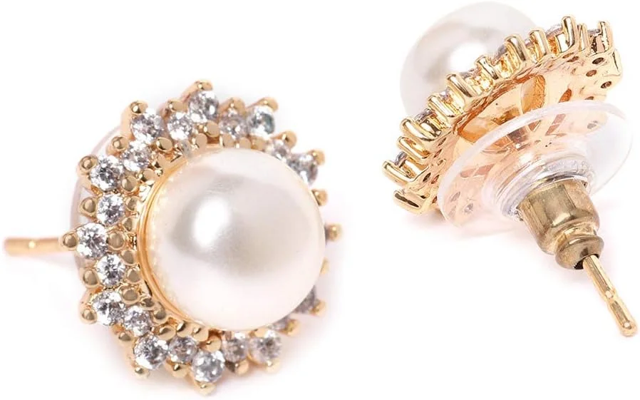 گوشواره زنانه نگین دار زیرکونیا و مروارید ZAVERI PEARLS با پایه فلزی برنجی (ZPFK9458) گوشواره زنانه نگین دار زیرکونیا و مروارید ZAVERI PEARLS با پایه فلزی برنجی (ZPFK9458)