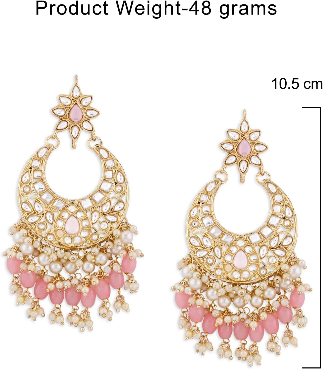 گوشواره آویز هلالی آویزدار خوشه ای مهره ای صورتی رنگ زنانه Zaveri Pearls مدل ZPFK13794 گوشواره آویز هلالی آویزدار خوشه ای مهره ای صورتی رنگ زنانه Zaveri Pearls مدل ZPFK13794