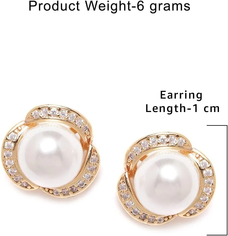 گوشواره های میخی زنانه ZAVERI PEARLS با روکش طلایی، پایه فلزی برنجی، زیرکونیا مکعبی درخشان و مروارید - ZPFK9471 گوشواره های میخی زنانه ZAVERI PEARLS با روکش طلایی، پایه فلزی برنجی، زیرکونیا مکعبی درخشان و مروارید - ZPFK9471