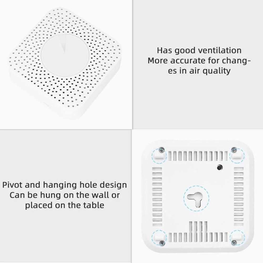 دستگاه سنجش کیفیت هوا یونی تی، خانه دار هوشمند 6 در 1 تویا زیگبی، نمایشگر کیفیت هوا PM2.5/ فرمالدهید/ TVOC/ CO2/ دما/ رطوبت برای خانه و اداره