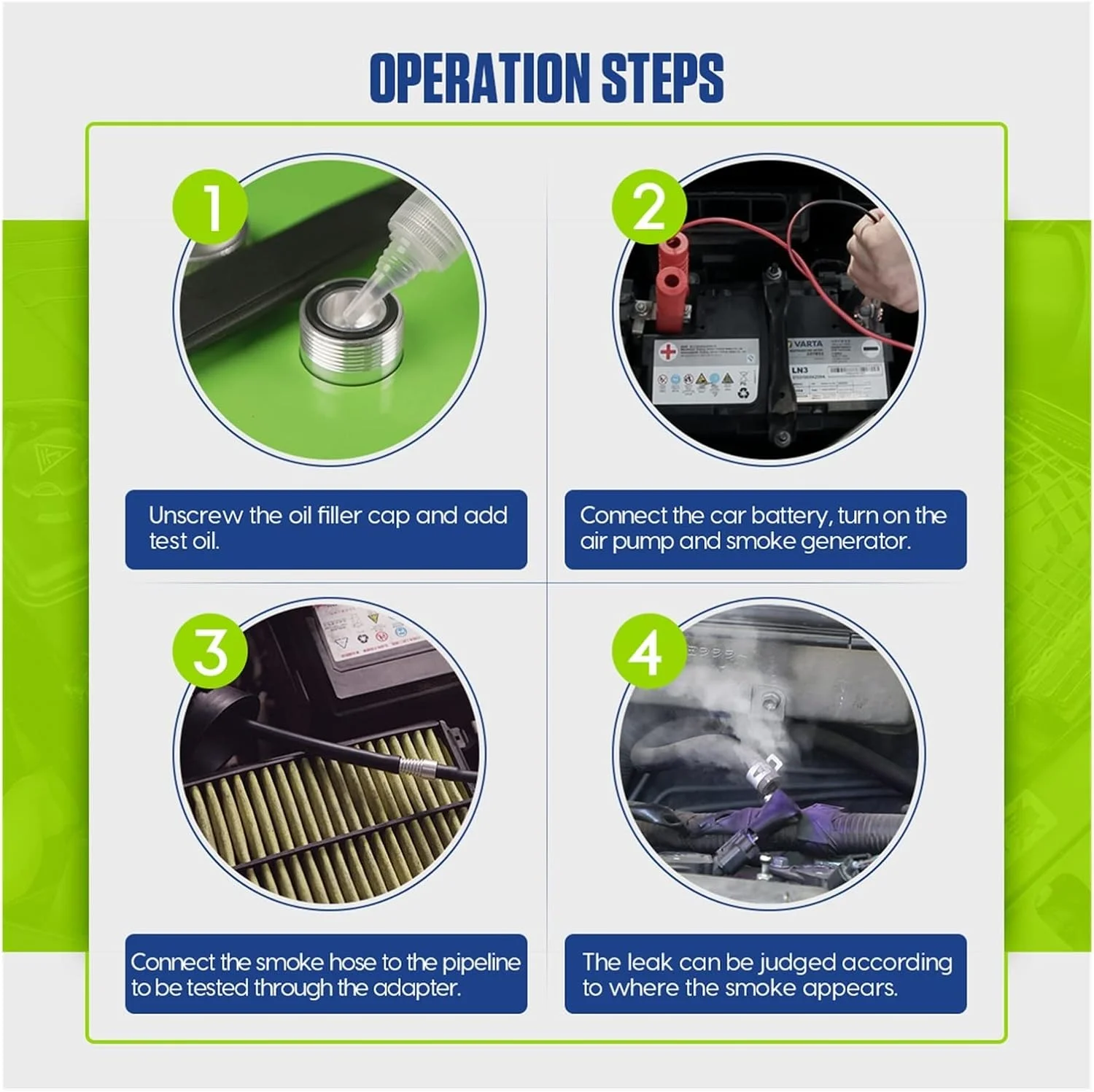 دستگاه نشت یاب دود خودرو TEmkin مدل T105، ژنراتور دود برای خودرو، سیستم دو حالته تست نشت سیستم خودرو، دستگاه دود ساز خودرو با هشدار صوتی و LED