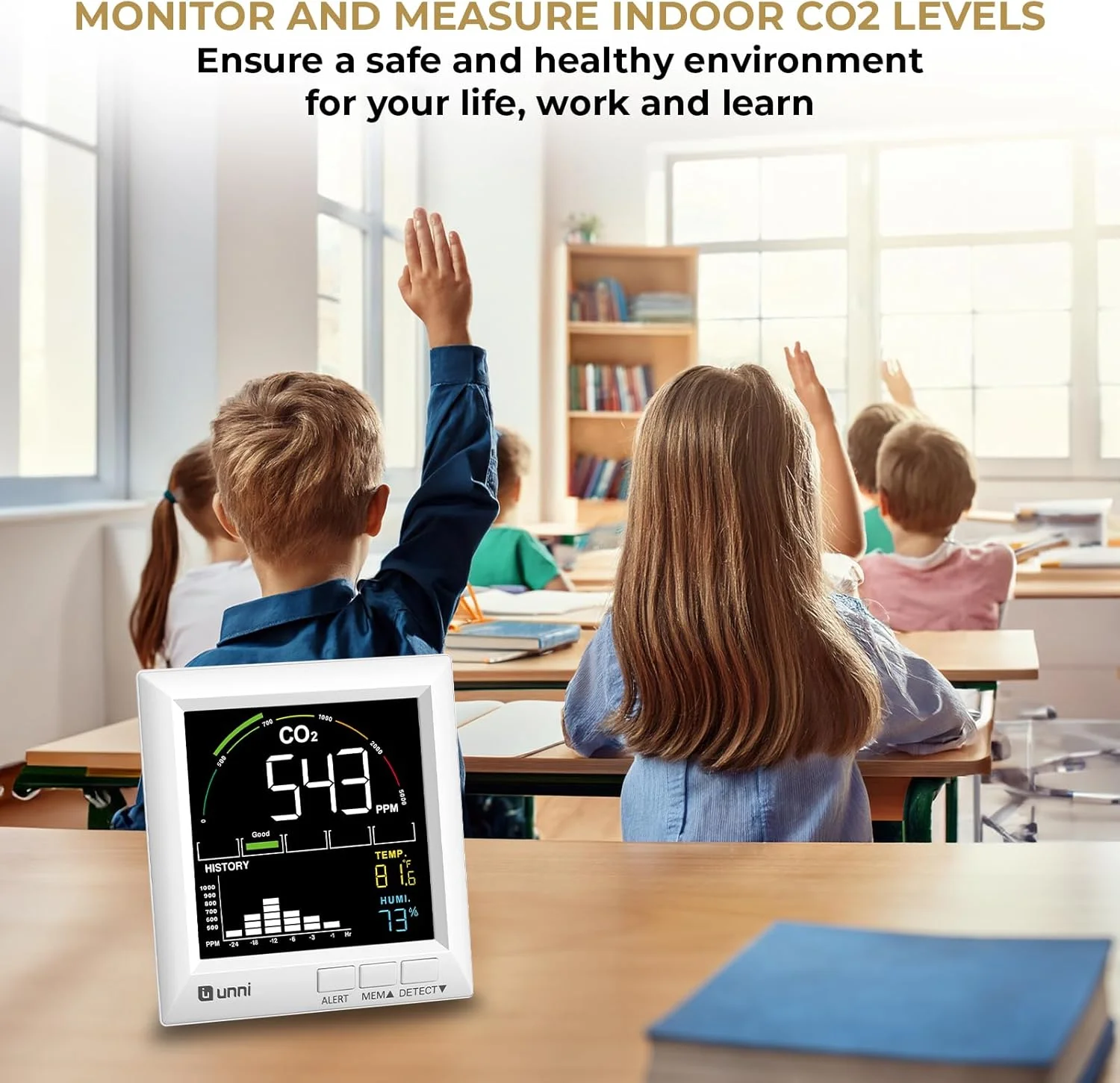 دستگاه سنجش کیفیت هوای داخل U UNNI، متر CO2، ردیاب دی اکسید کربن، سنسور NDIR، S دستگاه سنجش کیفیت هوای داخل U UNNI، متر CO2، ردیاب دی اکسید کربن، سنسور NDIR، S