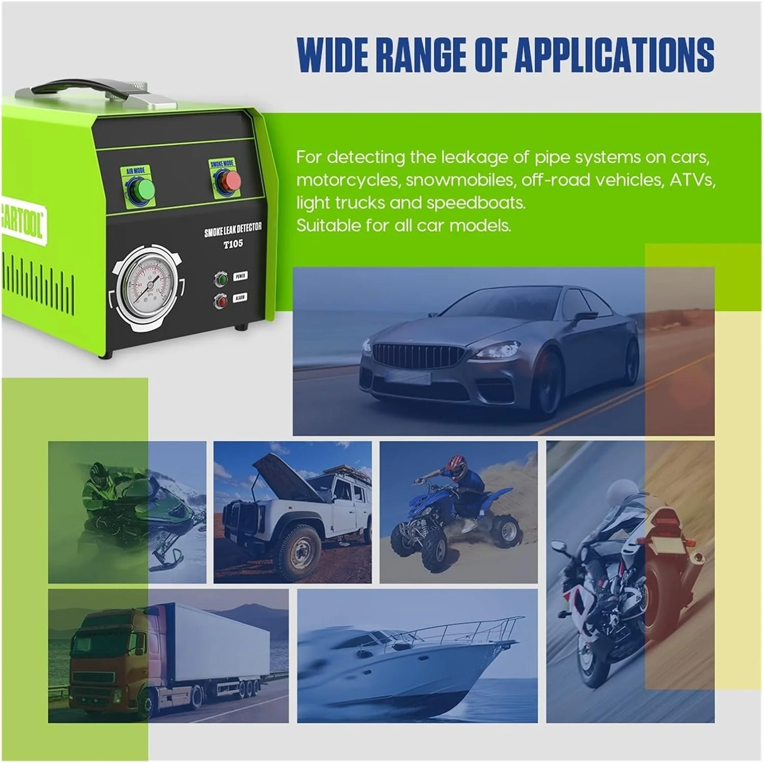 دستگاه نشت یاب دود HANEFRE، دتکتور دود بی سیم T105، مولد دود برای خودرو، سیستم دو حالته خودرو، تستر نشت سوخت، دستگاه دود خودرو