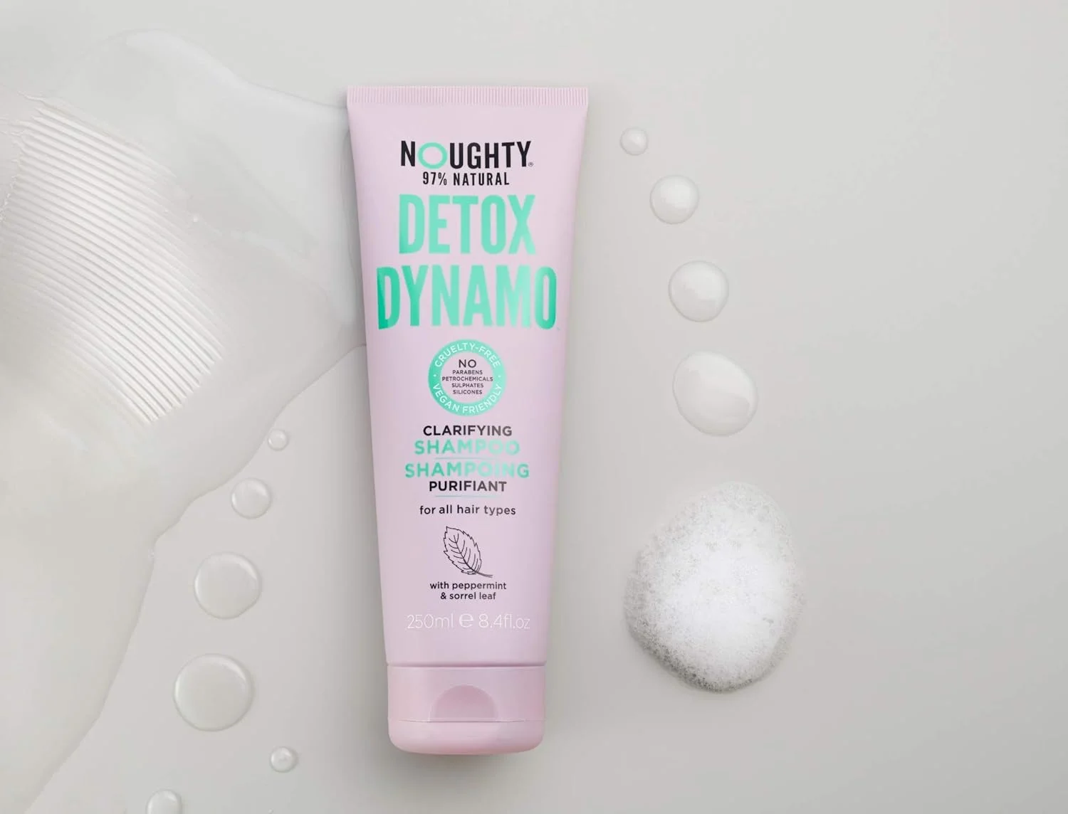 شامپو پاک کننده و شفاف کننده مو نوتی، 97% طبیعی، سم زدای قوی، بدون سولفات، مناسب موهای وگان، پاک کننده طراوت بخش مو، مناسب برای استفاده روزانه، حاوی نعناع و برگ ترشک، 250 میلی لیتر