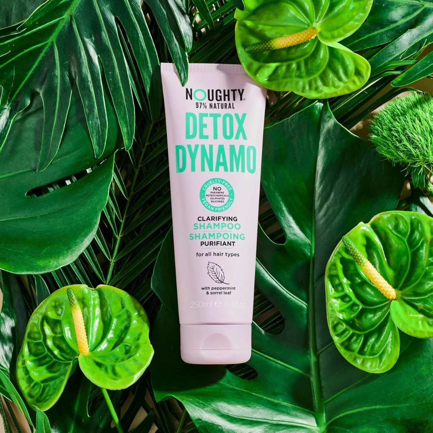 شامپو پاک کننده و شفاف کننده مو نوتی، 97% طبیعی، سم زدای قوی، بدون سولفات، مناسب موهای وگان، پاک کننده طراوت بخش مو، مناسب برای استفاده روزانه، حاوی نعناع و برگ ترشک، 250 میلی لیتر