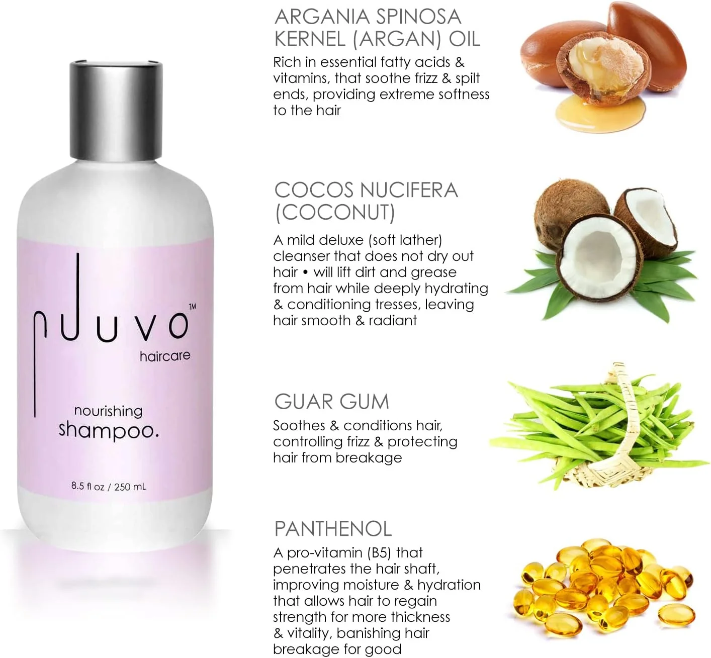 شامپو مغذی مو Nuuvo Haircare، شامپو حرفه ای فاقد سولفات، شامپو مرطوب کننده برای موهای چرب، غنی شده با روغن نارگیل و آرگان + کراتین، فاقد پارابن، بدون تست حیوانی 250 میلی لیتر شامپو مغذی مو Nuuvo Haircare، شامپو حرفه ای فاقد سولفات، شامپو مرطوب کننده برای موهای چرب، غنی شده با روغن نارگیل و آرگان + کراتین، فاقد پارابن، بدون تست حیوانی 250 میلی لیتر