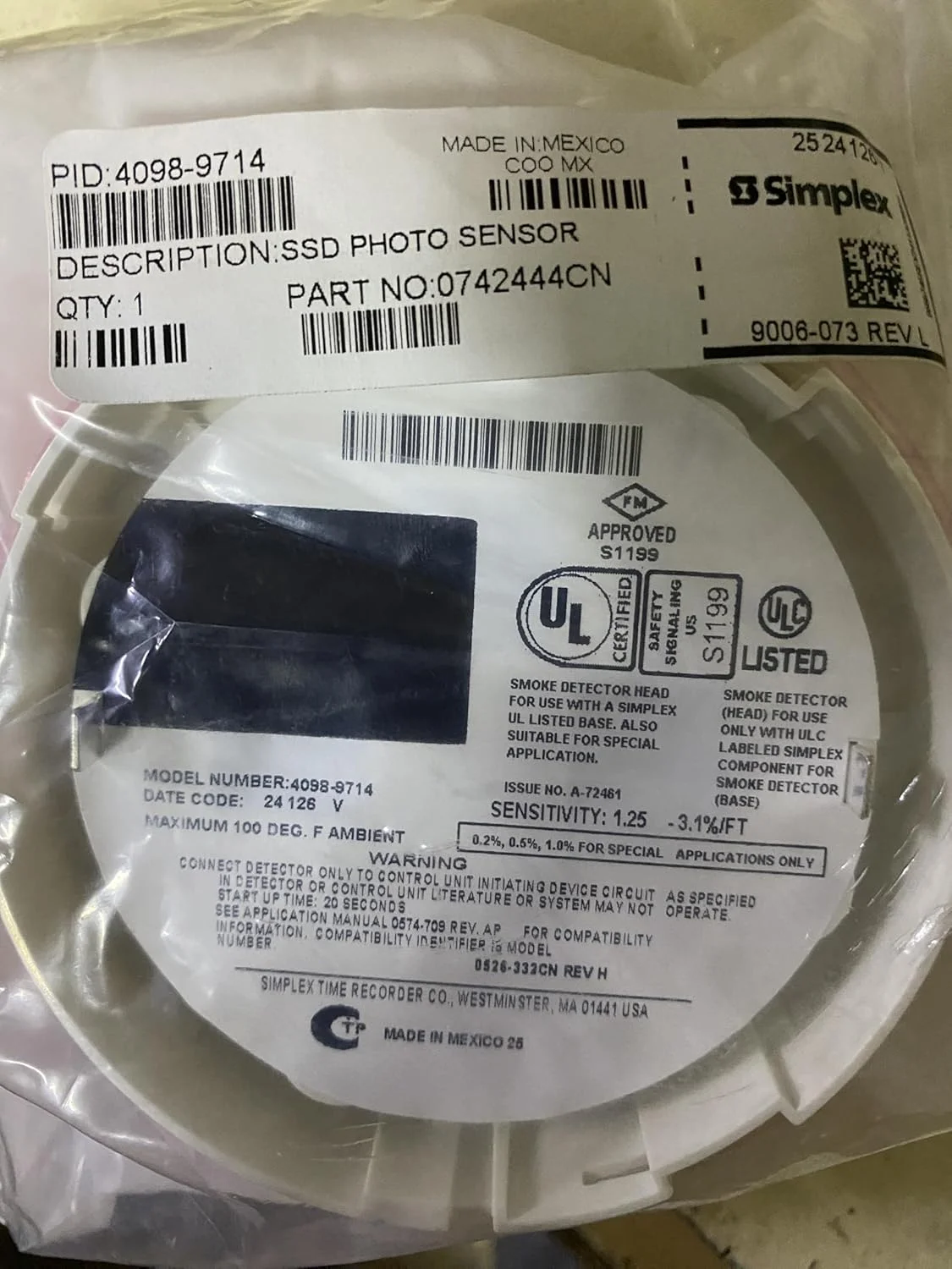 دتکتور دود سیمپلکس 4098-9714 با سنسور فوتوالکتریک برای اتوماسیون صنعتی دتکتور دود سیمپلکس 4098-9714 با سنسور فوتوالکتریک برای اتوماسیون صنعتی