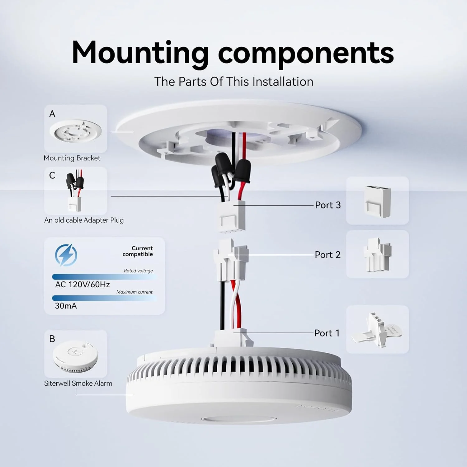 آداپتور اتصال سریع دتکتور دود SITERWELL GA6217F برای دتکتور دود و CO سیمی، سازگار با آلارم دود GS562A، سیمکشی آلارم دود برای نصب و مقاومسازی آسان، بستههای 6 عددی آداپتور اتصال سریع دتکتور دود SITERWELL GA6217F برای دتکتور دود و CO سیمی، سازگار با آلارم دود GS562A، سیمکشی آلارم دود برای نصب و مقاومسازی آسان، بستههای 6 عددی