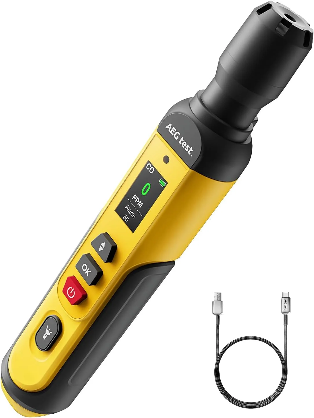 دتکتور مونوکسید کربن قابل حمل AEGTEST AGT-2459، 0 تا 1000 PPM، CO قابل شارژ با آلارم صوتی/تصویری، صفحه نمایش رنگی TFT برای خانه، مسافرت، صنعت و استفاده سیار - زرد دتکتور مونوکسید کربن قابل حمل AEGTEST AGT-2459، 0 تا 1000 PPM، CO قابل شارژ با آلارم صوتی/تصویری، صفحه نمایش رنگی TFT برای خانه، مسافرت، صنعت و استفاده سیار - زرد