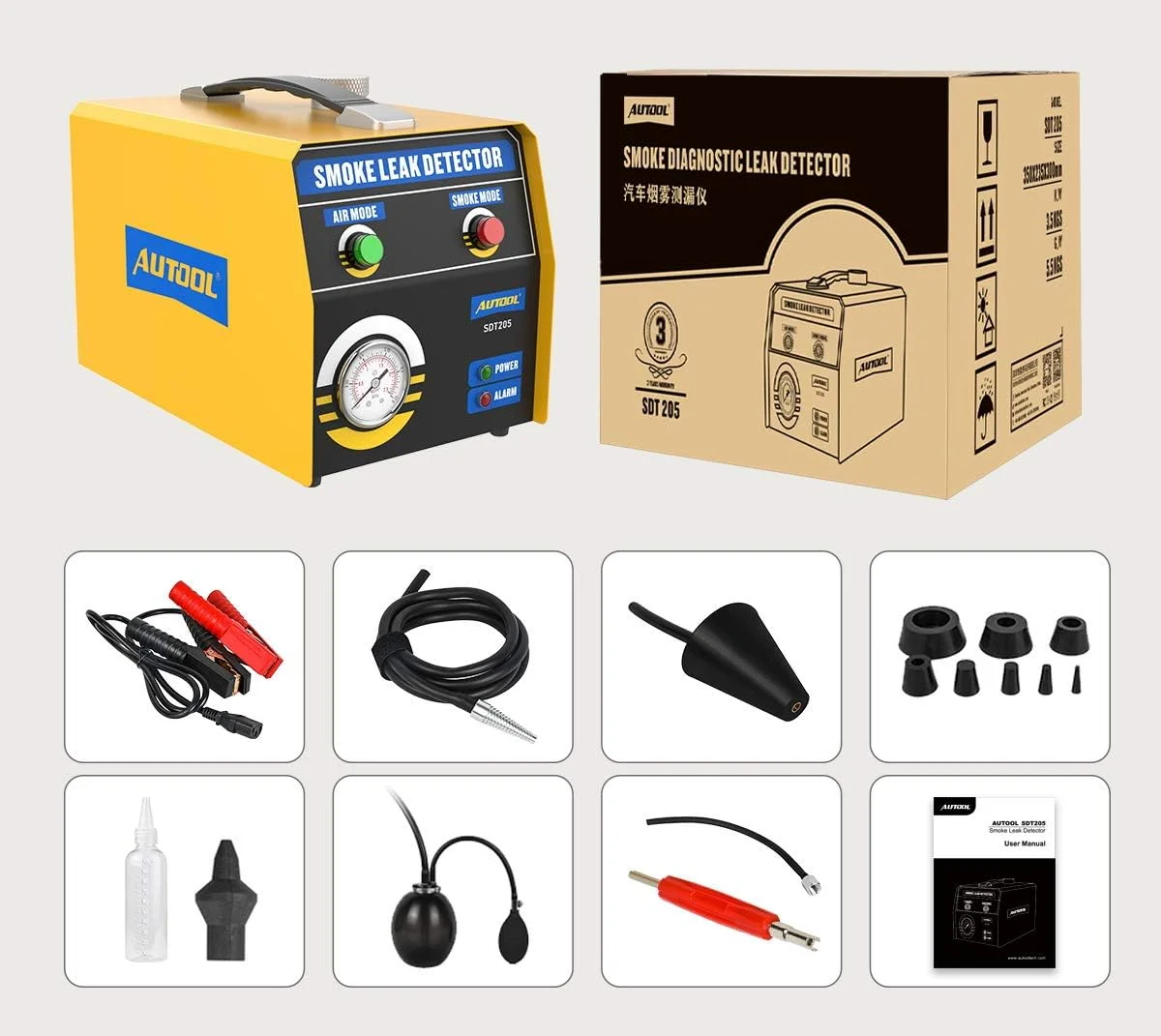 دستگاه تشخیص نشت دود QPKING، تستر تشخیصی نشت سوخت خودرو 2 حالته، تستر نشت سیستم لوله کشی، دستگاه تشخیص نشت EVAP برای خودروهای 12 ولت