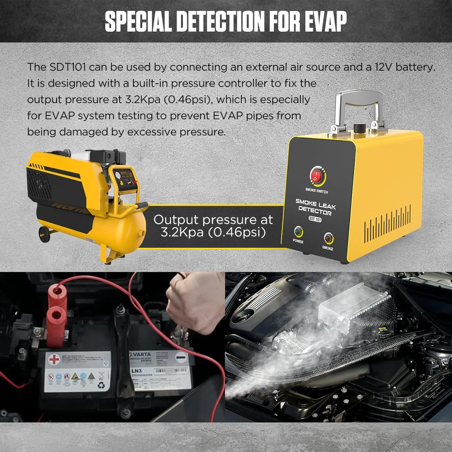 دستگاه تشخیص نشت دود QPKING مدل SDT101، دستگاه تشخیص نشت سوخت EVAP، دستگاه مه ساز خودرو، دستگاه تست نشت لوله خودرو، مناسب برای 12 ولت تمام خودروها دستگاه تشخیص نشت دود QPKING مدل SDT101، دستگاه تشخیص نشت سوخت EVAP، دستگاه مه ساز خودرو، دستگاه تست نشت لوله خودرو، مناسب برای 12 ولت تمام خودروها