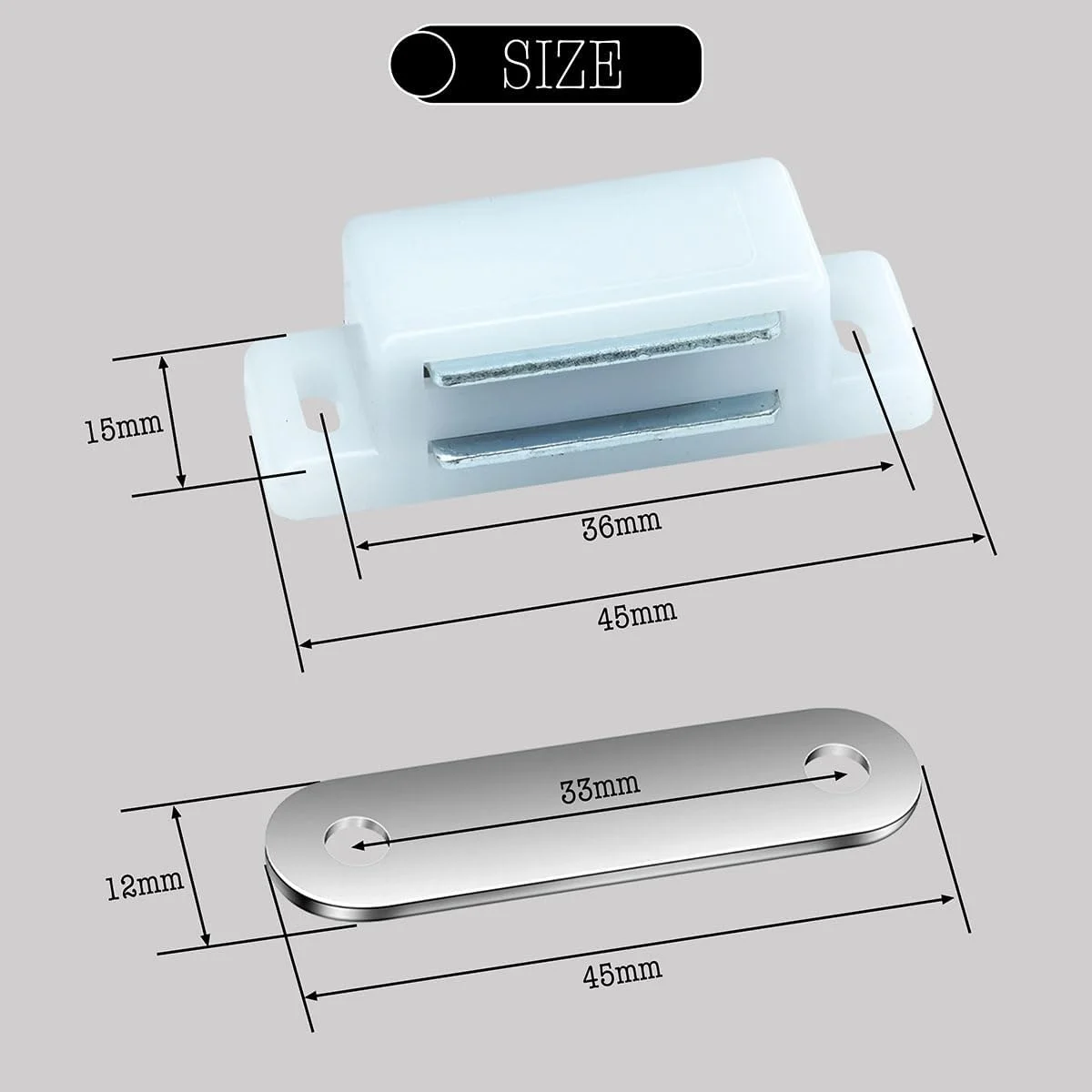 بسته 12 عددی قفل مگنتی درب کابینت ciciment، بست های سنگین درب کمد با پیچ برای آشپزخانه، کمد لباس و درب های مبلمان - پوسته پلاستیکی و صفحه فلزی (سفید) بسته 12 عددی قفل مگنتی درب کابینت ciciment، بست های سنگین درب کمد با پیچ برای آشپزخانه، کمد لباس و درب های مبلمان - پوسته پلاستیکی و صفحه فلزی (سفید)