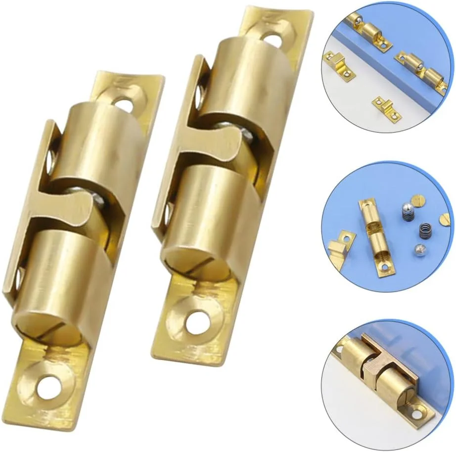 2 عدد قفل توپی درب کمد، قفل فشاری توپی کمد، قفل غلتکی توپی به همراه پیچ برای درب کمد، کابینت، مبلمان، طلایی