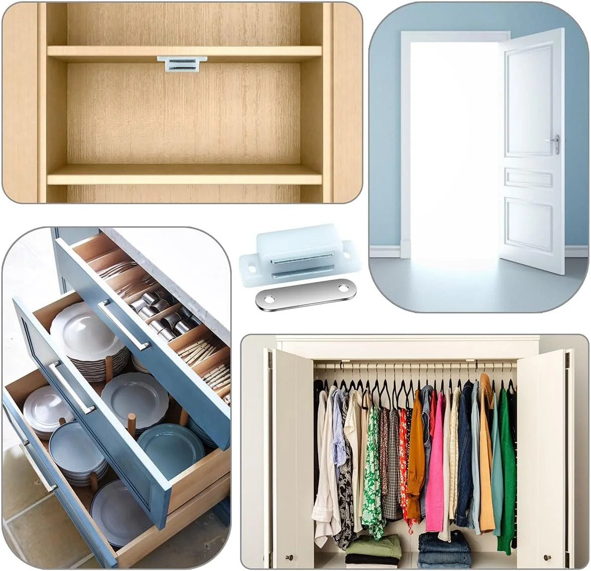 بسته 12 عددی قفل مگنتی درب کابینت ciciment، بست های سنگین درب کمد با پیچ برای آشپزخانه، کمد لباس و درب های مبلمان - پوسته پلاستیکی و صفحه فلزی (سفید) بسته 12 عددی قفل مگنتی درب کابینت ciciment، بست های سنگین درب کمد با پیچ برای آشپزخانه، کمد لباس و درب های مبلمان - پوسته پلاستیکی و صفحه فلزی (سفید)