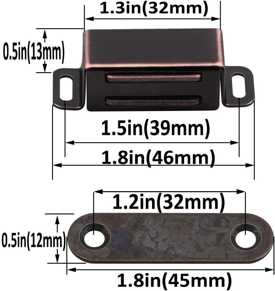 مگنت درب کابینت kaileyouxiangongsi، قفل سنگین برای درب کمد، کابینت و مبلمان، مگنت استیل ضد زنگ، برنز روغنی (بسته 8 عددی)