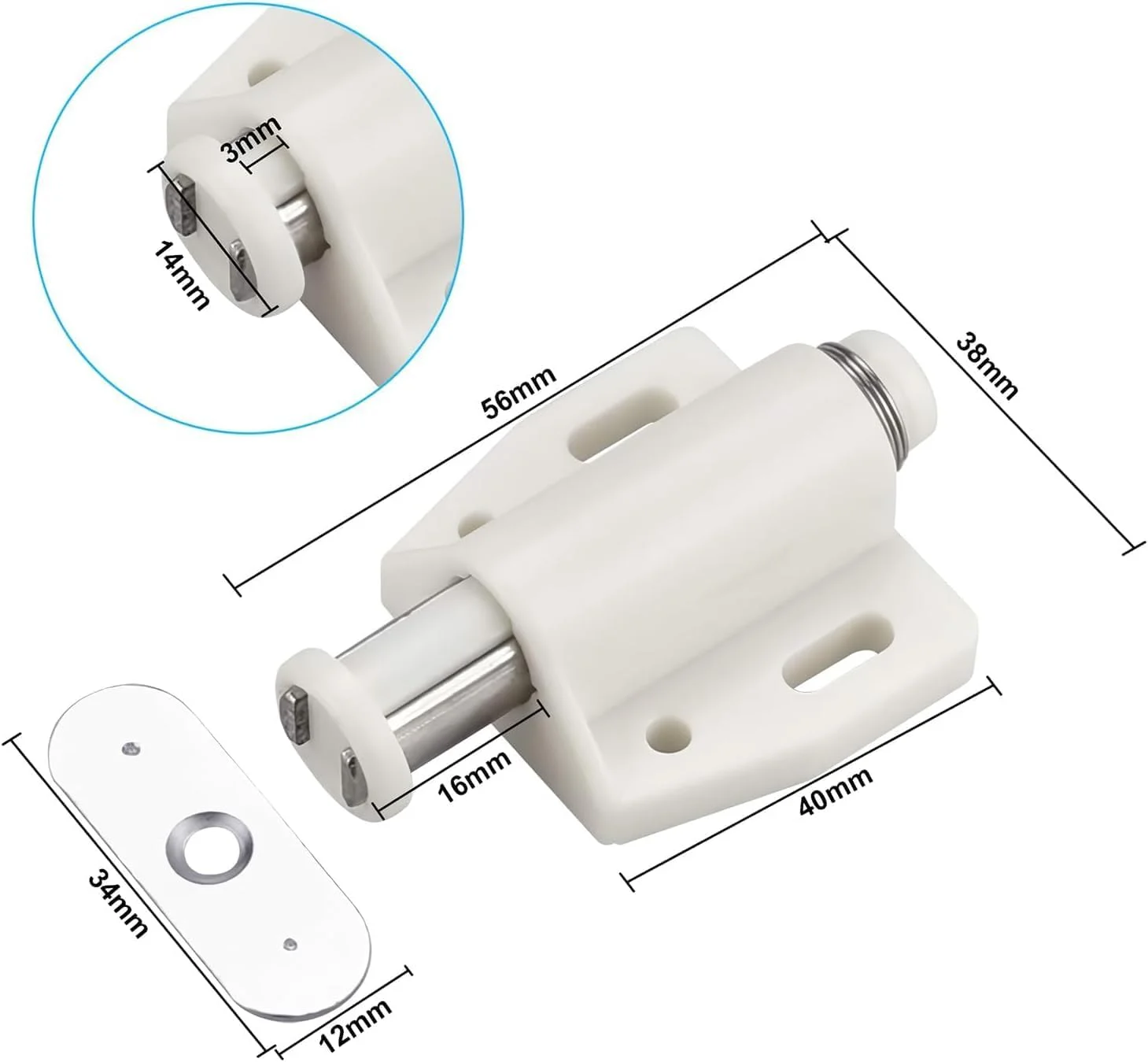 مگنت درب کابینت Joyzzz، بسته 6 عددی سخت افزار کابینت فشاری با بست قوی فنری، قفل کشوی قابل تنظیم RV برای آشپزخانه، کمد و درب کمد لباس