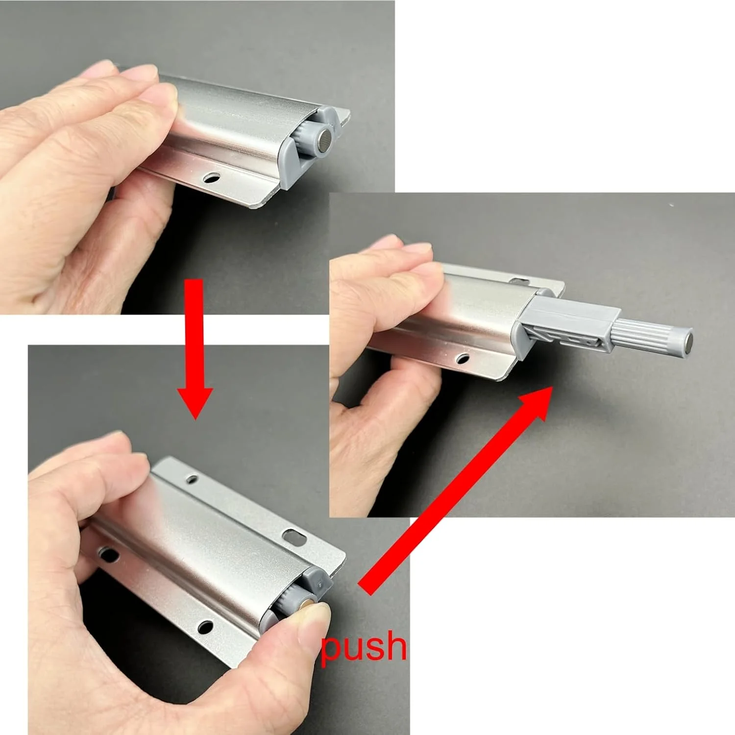 JZK 2 عدد قفل فشاری نقره ای برای باز کردن درب، مگنت کابینت، باز کننده فشاری با پیچ برای درب کابینت آشپزخانه منزل، کمد لباس و کشو JZK 2 عدد قفل فشاری نقره ای برای باز کردن درب، مگنت کابینت، باز کننده فشاری با پیچ برای درب کابینت آشپزخانه منزل، کمد لباس و کشو