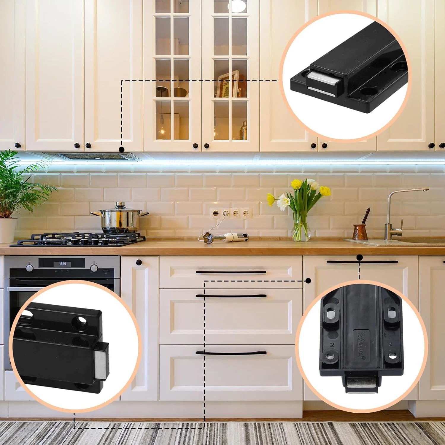 قفل فشاری مغناطیسی سنگین KASTWAVE برای کابینت ها و درب های بزرگ - بسته 8 عددی سخت افزار رهاسازی لمسی مشکی، قفل های کشوی آشپزخانه فشاری برای باز کردن و سیستم گیره ای فشاری قفل فشاری مغناطیسی سنگین KASTWAVE برای کابینت ها و درب های بزرگ - بسته 8 عددی سخت افزار رهاسازی لمسی مشکی، قفل های کشوی آشپزخانه فشاری برای باز کردن و سیستم گیره ای فشاری