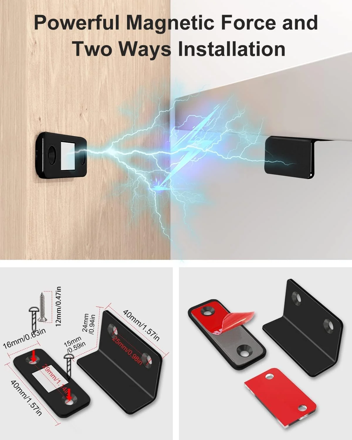 مگنت کابینت KASTWAVE مدل L شکل، بسته 4 عددی مگنت فوق العاده نازک درب کابینت برای کشو، قفل مغناطیسی چسبی کابینت، بست مغناطیسی برای بستن درب کمد آشپزخانه، مگنت مشکی مگنت کابینت KASTWAVE مدل L شکل، بسته 4 عددی مگنت فوق العاده نازک درب کابینت برای کشو، قفل مغناطیسی چسبی کابینت، بست مغناطیسی برای بستن درب کمد آشپزخانه، مگنت مشکی