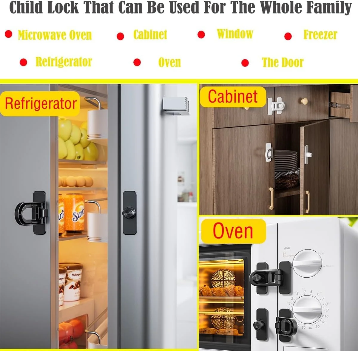 قفل یخچال کودک KASTWAVE، 2 عدد قفل کابینت کودک چند منظوره، قفل درب کودک بدون نیاز به سوراخکاری، قفل کابینت با چسب برای یخچال، فر، کمد، کشو، مشکی قفل یخچال کودک KASTWAVE، 2 عدد قفل کابینت کودک چند منظوره، قفل درب کودک بدون نیاز به سوراخکاری، قفل کابینت با چسب برای یخچال، فر، کمد، کشو، مشکی