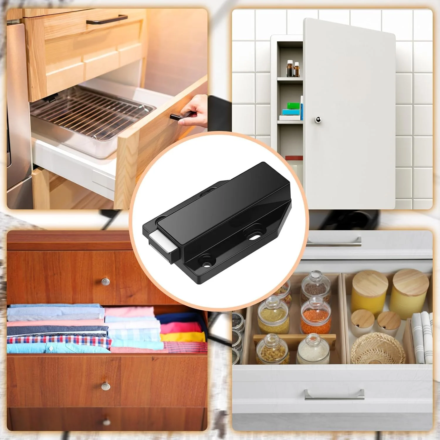 قفل فشاری مغناطیسی سنگین KASTWAVE برای کابینت ها و درب های بزرگ - بسته 8 عددی سخت افزار رهاسازی لمسی مشکی، قفل های کشوی آشپزخانه فشاری برای باز کردن و سیستم گیره ای فشاری قفل فشاری مغناطیسی سنگین KASTWAVE برای کابینت ها و درب های بزرگ - بسته 8 عددی سخت افزار رهاسازی لمسی مشکی، قفل های کشوی آشپزخانه فشاری برای باز کردن و سیستم گیره ای فشاری