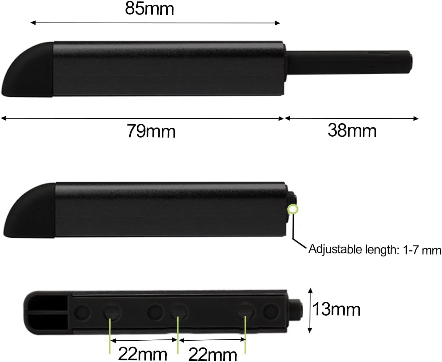 قفل لمسی مغناطیسی، قفل درب مغناطیسی فشاری برای باز کردن، بست های مغناطیسی قابل تنظیم، ضربه گیر برای آشپزخانه، کمد، گنجه، درب کابینت، کمد لباس (6 عدد) (مشکی)