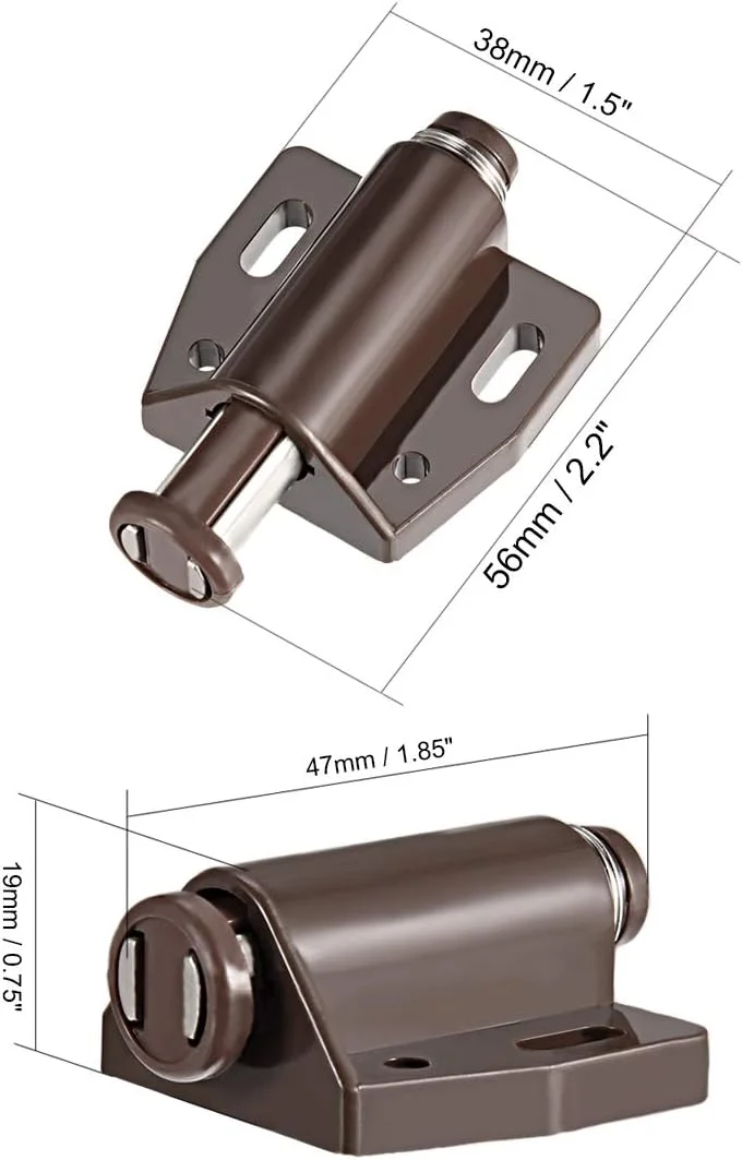 بست های مغناطیسی فشاری قهوه ای نایلونی برای درب کابینت و کرکره بست های مغناطیسی فشاری قهوه ای نایلونی برای درب کابینت و کرکره