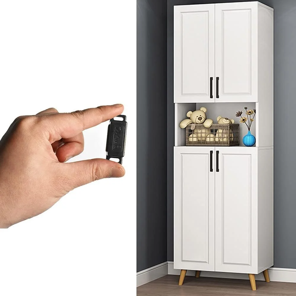 قفل مگنتی درب MAKINGTEC، قفل پلاستیکی مغناطیسی قوی، مناسب برای آشپزخانه، حمام، کمد، قفل درب کابینت، مگنت کشو درب کابینت به همراه پیچ (بسته 12 عددی، مشکی)