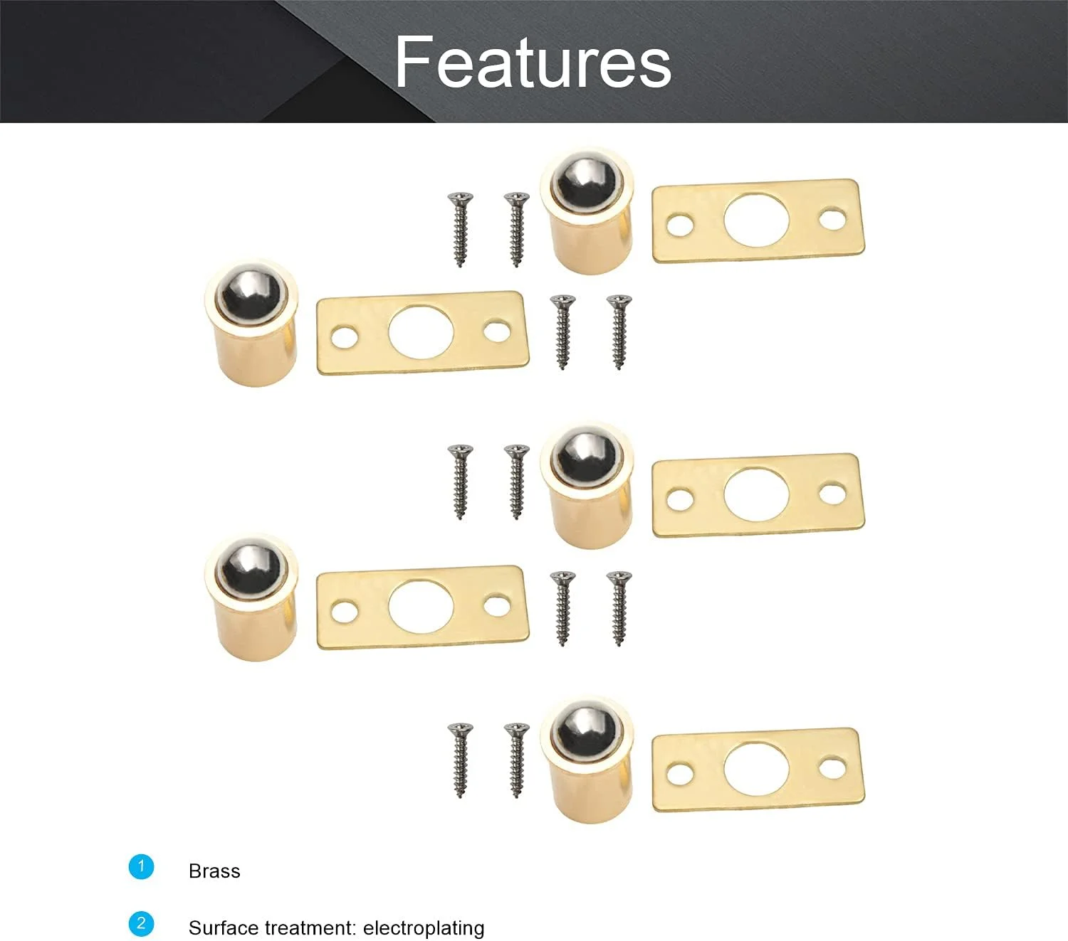 MroMax 5 عدد قفل توپی درب کمد آبکاری برنجی قطر 12.5 میلی متر بلبرینگ درب 12.5x18.5 میلی متر (قطرxارتفاع) به همراه صفحه ضربه گیر، اتصالات مبلمان برای درب کابینت کمد کشو MroMax 5 عدد قفل توپی درب کمد آبکاری برنجی قطر 12.5 میلی متر بلبرینگ درب 12.5x18.5 میلی متر (قطرxارتفاع) به همراه صفحه ضربه گیر، اتصالات مبلمان برای درب کابینت کمد کشو