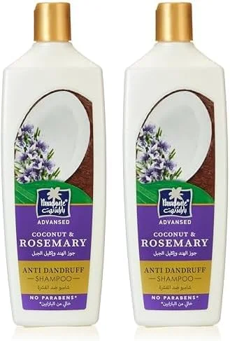 شامپو ضد شوره پاراشوت ادونسد 340 میلی لیتر | شامپو با رزماری و نارگیل | تغذیه کننده مو و سم زدایی پوست سر | مبارزه با شوره سر سرسخت | 0% مواد شیمیایی مضر (بسته 2 عددی)