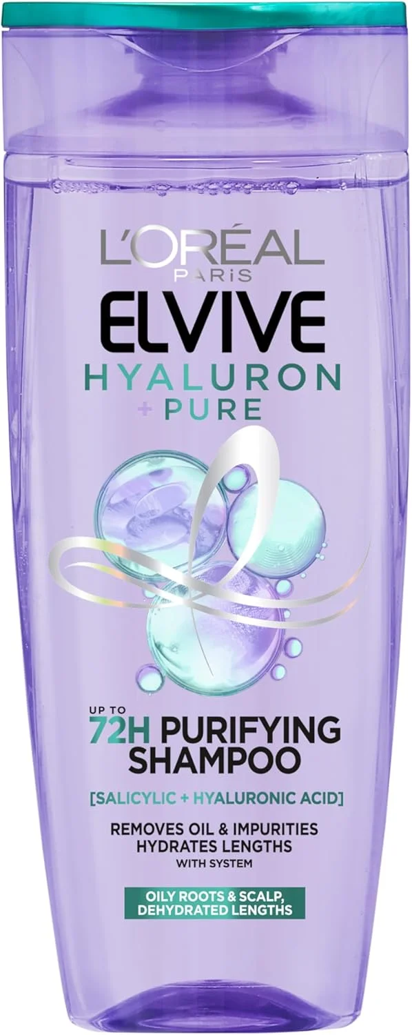 شامپو لورآل Elvive Hyaluron Pure مناسب پوست سر چرب و موهای خشک 600 میلی لیتر