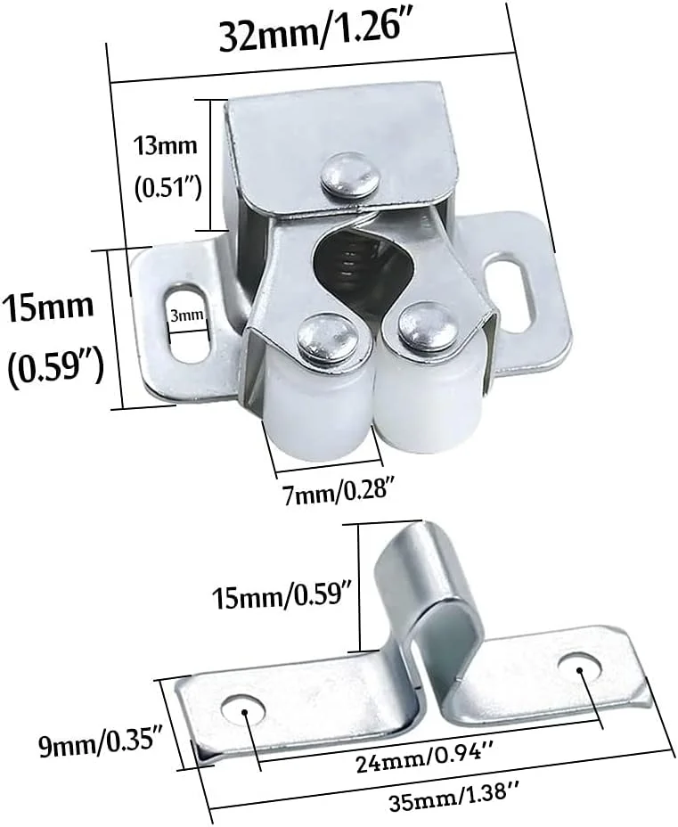 شیواکی 10 عدد قفل درب کابینت، قفل دو غلتکی، غلتک کابینت برای درب کمد (روی سفید) شیواکی 10 عدد قفل درب کابینت، قفل دو غلتکی، غلتک کابینت برای درب کمد (روی سفید)