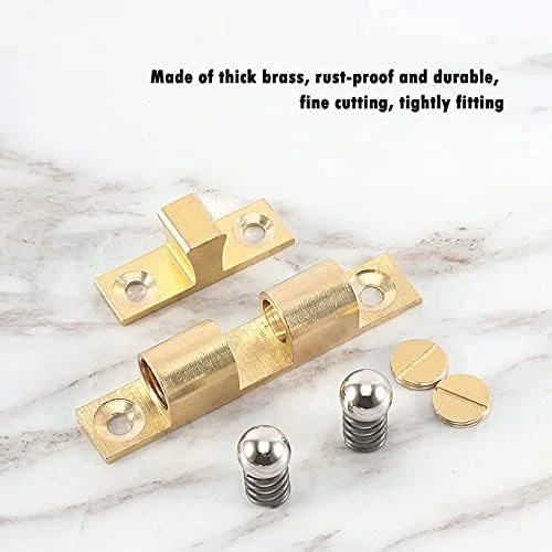 Shiwaki 5 عدد قفل توپی برنجی جامد قابل تنظیم با غلتک توپی دوبل، سخت افزار مناسب برای درب کمد و مبلمان (70 میلی متر) Shiwaki 5 عدد قفل توپی برنجی جامد قابل تنظیم با غلتک توپی دوبل، سخت افزار مناسب برای درب کمد و مبلمان (70 میلی متر)