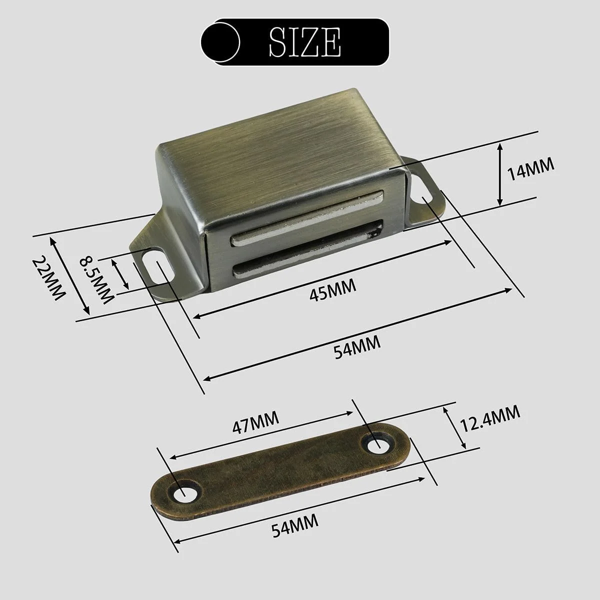مگنت درب کابینت Selyse، قفل مغناطیسی قوی 14 کیلوگرمی، مگنت استیل برای کشو، بست مغناطیسی درب، مگنت برای مبلمان و درب بالکن، برنزی (بسته 2 عددی) مگنت درب کابینت Selyse، قفل مغناطیسی قوی 14 کیلوگرمی، مگنت استیل برای کشو، بست مغناطیسی درب، مگنت برای مبلمان و درب بالکن، برنزی (بسته 2 عددی)