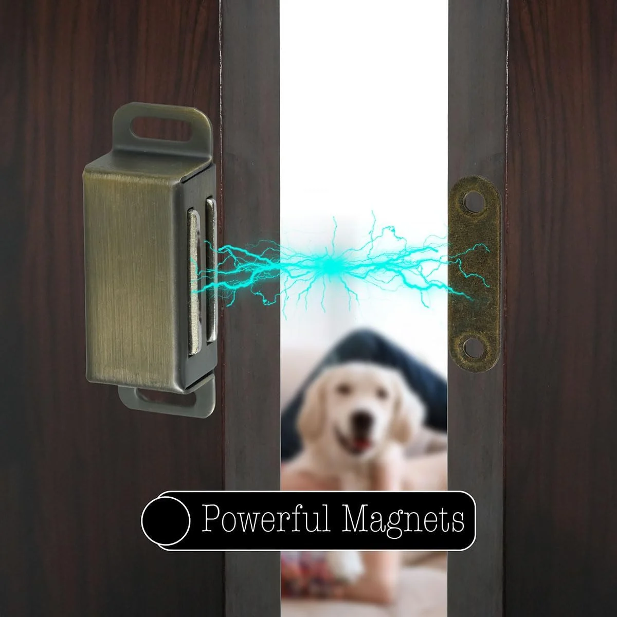 مگنت درب کابینت Selyse، مگنت های قوی 8 کیلوگرمی، کشوهای استیل ضد زنگ، بست مگنت درب، مگنت برای مبلمان و درب بالکن، برنزی (بسته 4 عددی)