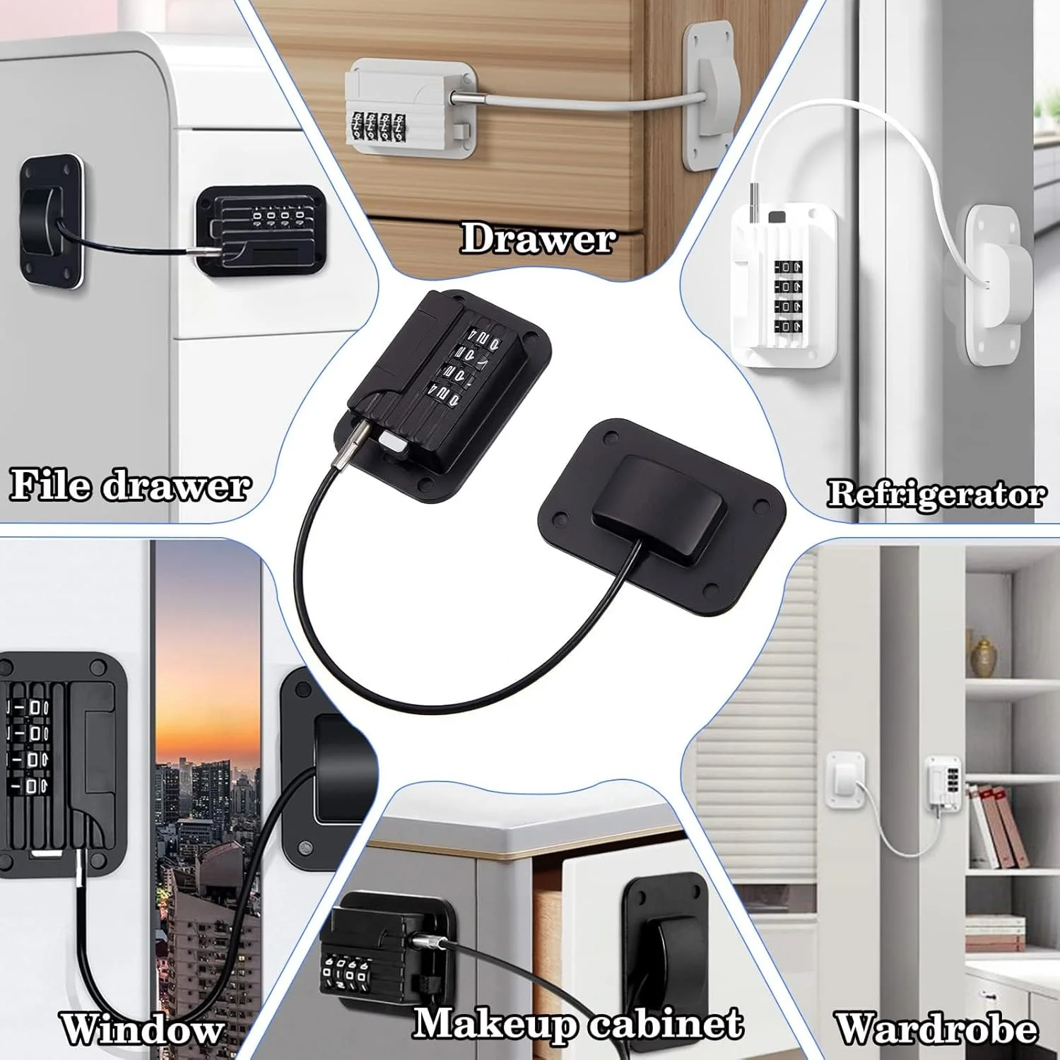 قفل درب یخچال و فریزر SANZEZ COOLive با رمز عبور، قفل درب ضد کودک برای یخچال آشپزخانه، کابینت ها و کشوها، کمدها، پنجره ها، درها - بدون نیاز به ابزار یا سوراخ کاری قفل درب یخچال و فریزر SANZEZ COOLive با رمز عبور، قفل درب ضد کودک برای یخچال آشپزخانه، کابینت ها و کشوها، کمدها، پنجره ها، درها - بدون نیاز به ابزار یا سوراخ کاری