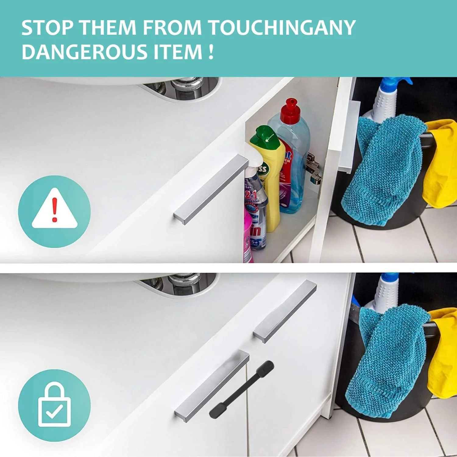 قفل ایمنی کابینت کودک SANZEZ COOLive - قفل های محافظ کودک برای کشوهای کمد، درب های کابینت، فر، یخچال - تسمه های قابل تنظیم محافظ کودک - مشکی - 6 عدد قفل ایمنی کابینت کودک SANZEZ COOLive - قفل های محافظ کودک برای کشوهای کمد، درب های کابینت، فر، یخچال - تسمه های قابل تنظیم محافظ کودک - مشکی - 6 عدد