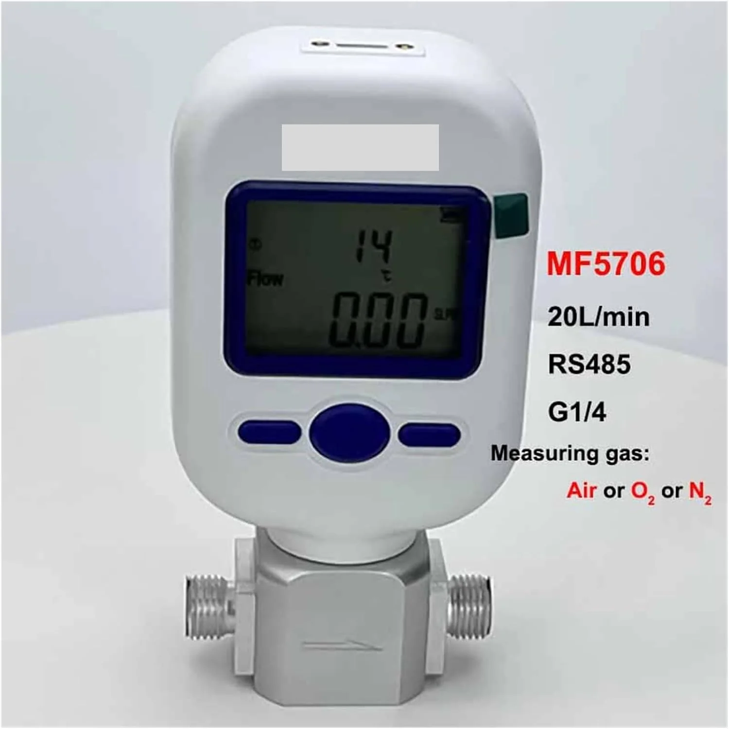 فلومتر آب، MF5706(0-20L/Min)/MF5708(0-100L)/MF5712(0-250L) مقیاس تدفق توده گاز، RS485 هوا نیتروژن اکسیژن آرگون دی اکسید کربن (MF5706-G-20-B-A) فلومتر آب، MF5706(0-20L/Min)/MF5708(0-100L)/MF5712(0-250L) مقیاس تدفق توده گاز، RS485 هوا نیتروژن اکسیژن آرگون دی اکسید کربن (MF5706-G-20-B-A)