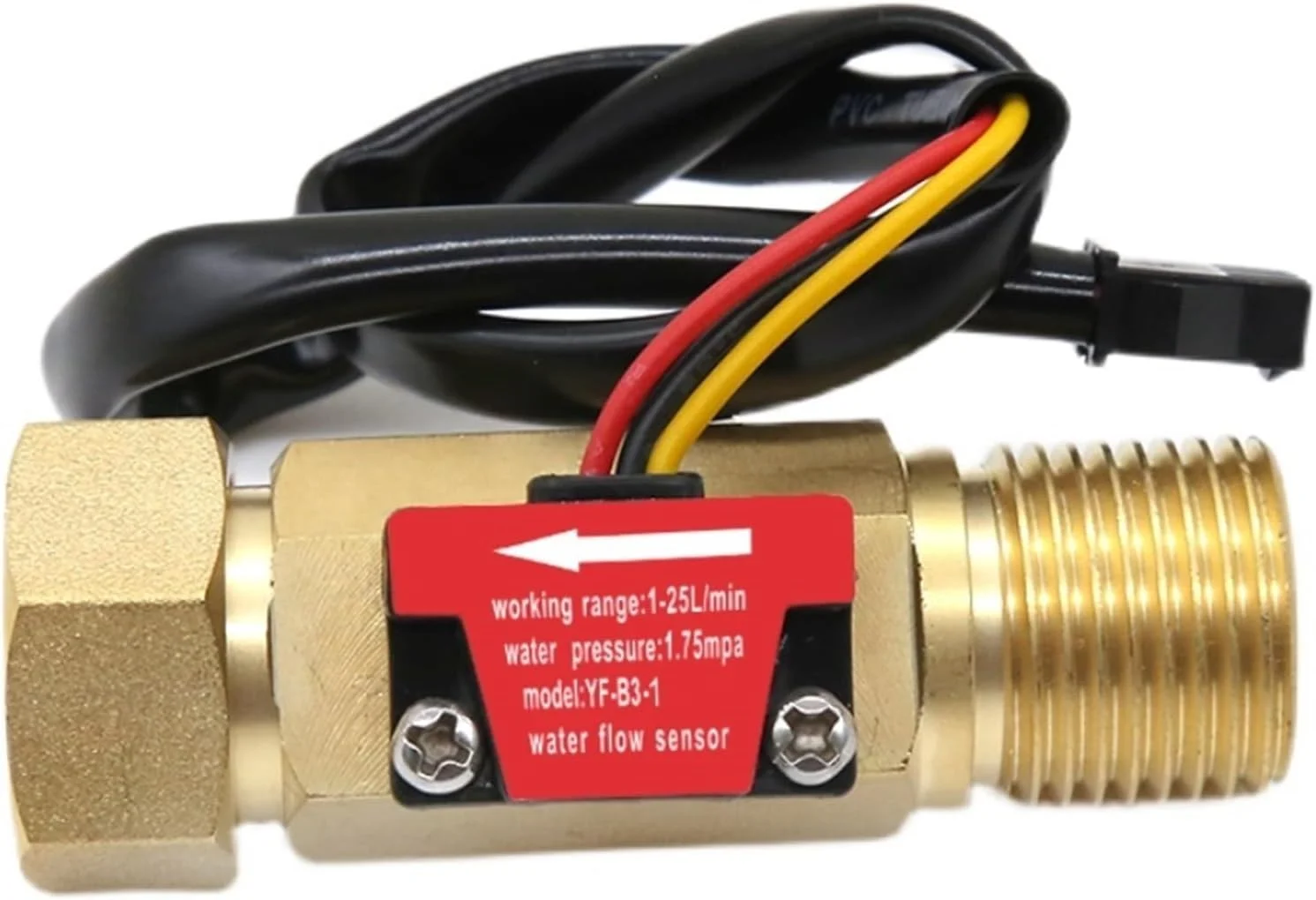 فلومتر آب، 1/2 اینچ رزوه نر ماده جدید، سنسور جریان آب، سنسور اثر هال برنجی 1.75MPa، فلومتر پالس DC5~18 ولت فلومتر آب، 1/2 اینچ رزوه نر ماده جدید، سنسور جریان آب، سنسور اثر هال برنجی 1.75MPa، فلومتر پالس DC5~18 ولت