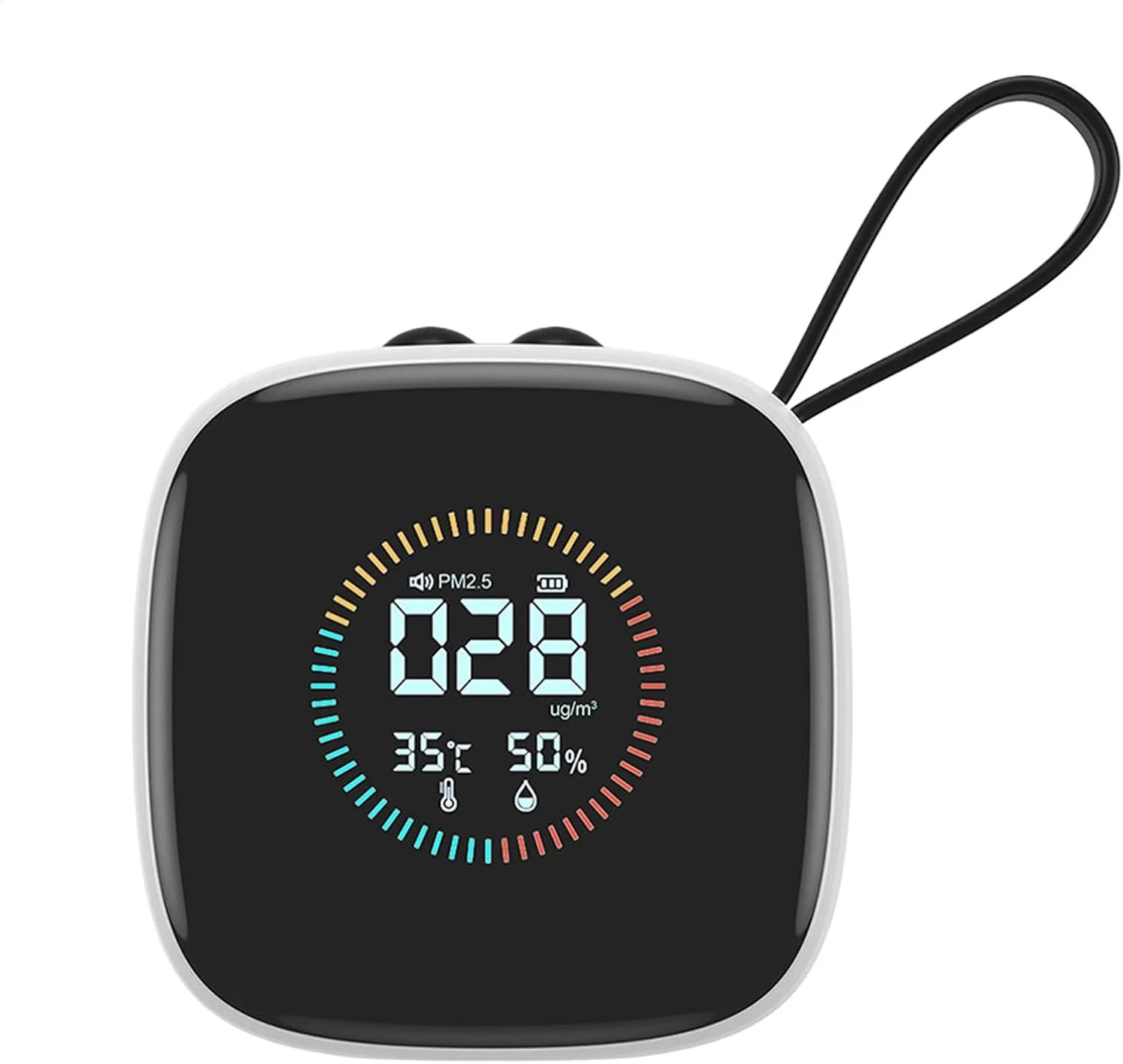 مانیتور کیفیت هوا PM2.5 - مانیتور کوچک کیفیت هوا با بند و نمایشگر LED، تستر رطوبت چند منظوره خانگی برای اتاق خواب و نشیمن