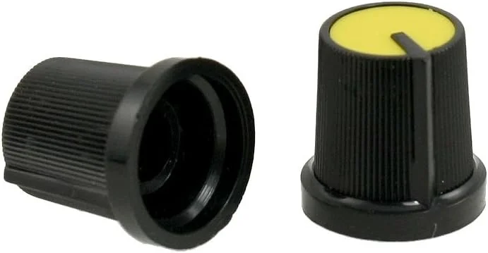 Aexit 5 عدد (پتانسیومتر) دکمه پلاستیکی زرد مشکی با قطر 12 میلی متر برای پتانسیومتر