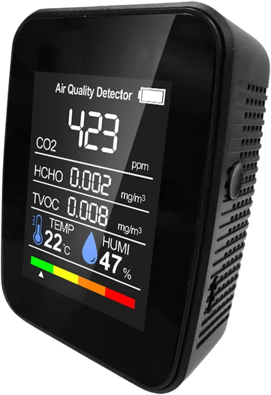 مانیتور کیفیت هوا 400-5000PPM - مانیتور دی اکسید کربن دیجیتال قابل حمل، تستر دما و رطوبت سنج کیفیت هوا با کابل USB برای خانه و دفتر