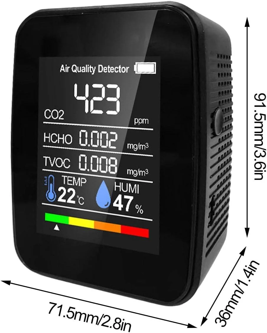 مانیتور کیفیت هوا 400-5000PPM - مانیتور دی اکسید کربن دیجیتال قابل حمل، تستر دما و رطوبت سنج کیفیت هوا با کابل USB برای خانه و دفتر مانیتور کیفیت هوا 400-5000PPM - مانیتور دی اکسید کربن دیجیتال قابل حمل، تستر دما و رطوبت سنج کیفیت هوا با کابل USB برای خانه و دفتر