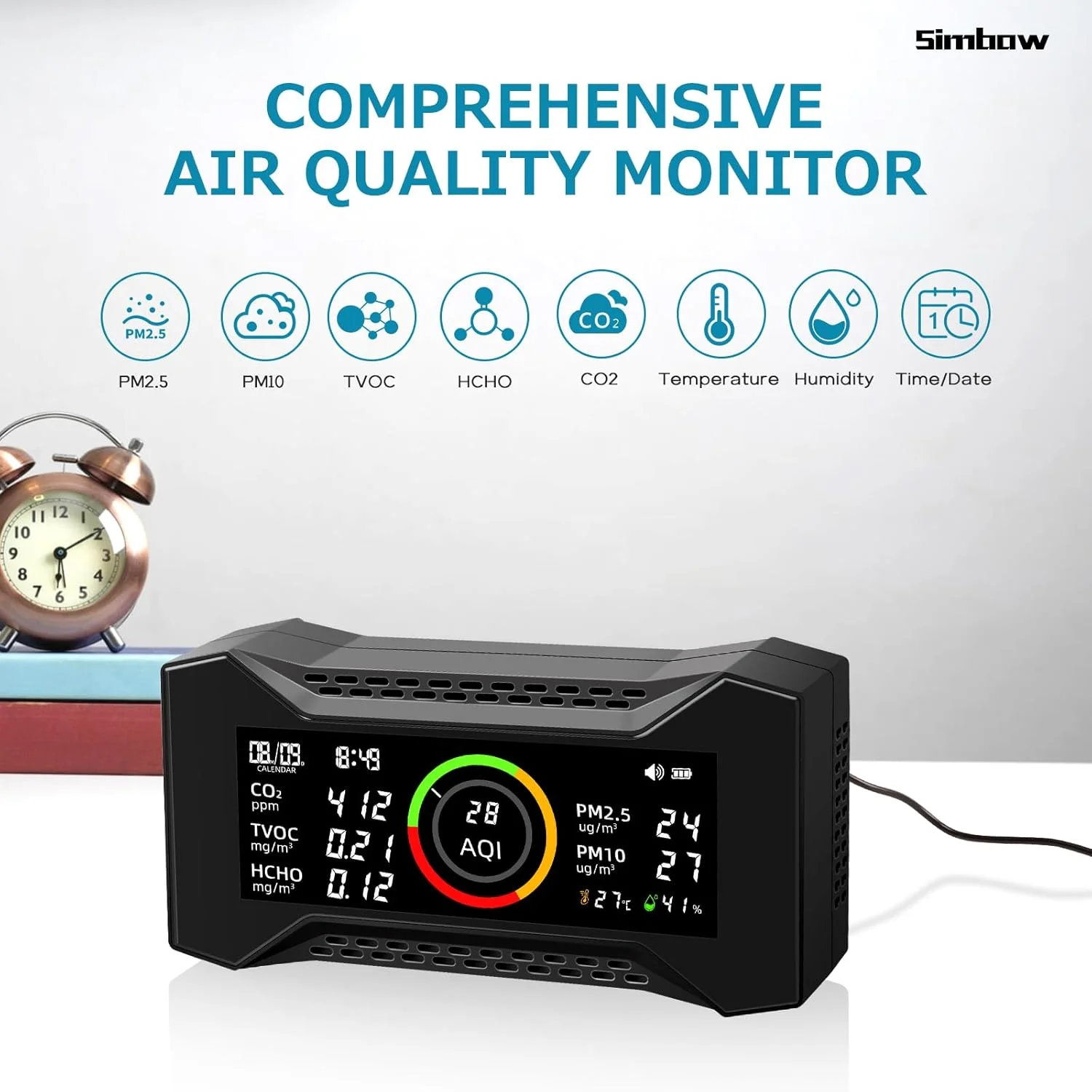 دستگاه سنجش کیفیت هوا 8 در 1، تستر قابل حمل کیفیت هوا Air-Guardian AQ (PM2.5، PM10، CO2، VOC، فرمالدئید، رطوبت، دما) دستگاه سنجش کیفیت هوا 8 در 1، تستر قابل حمل کیفیت هوا Air-Guardian AQ (PM2.5، PM10، CO2، VOC، فرمالدئید، رطوبت، دما)