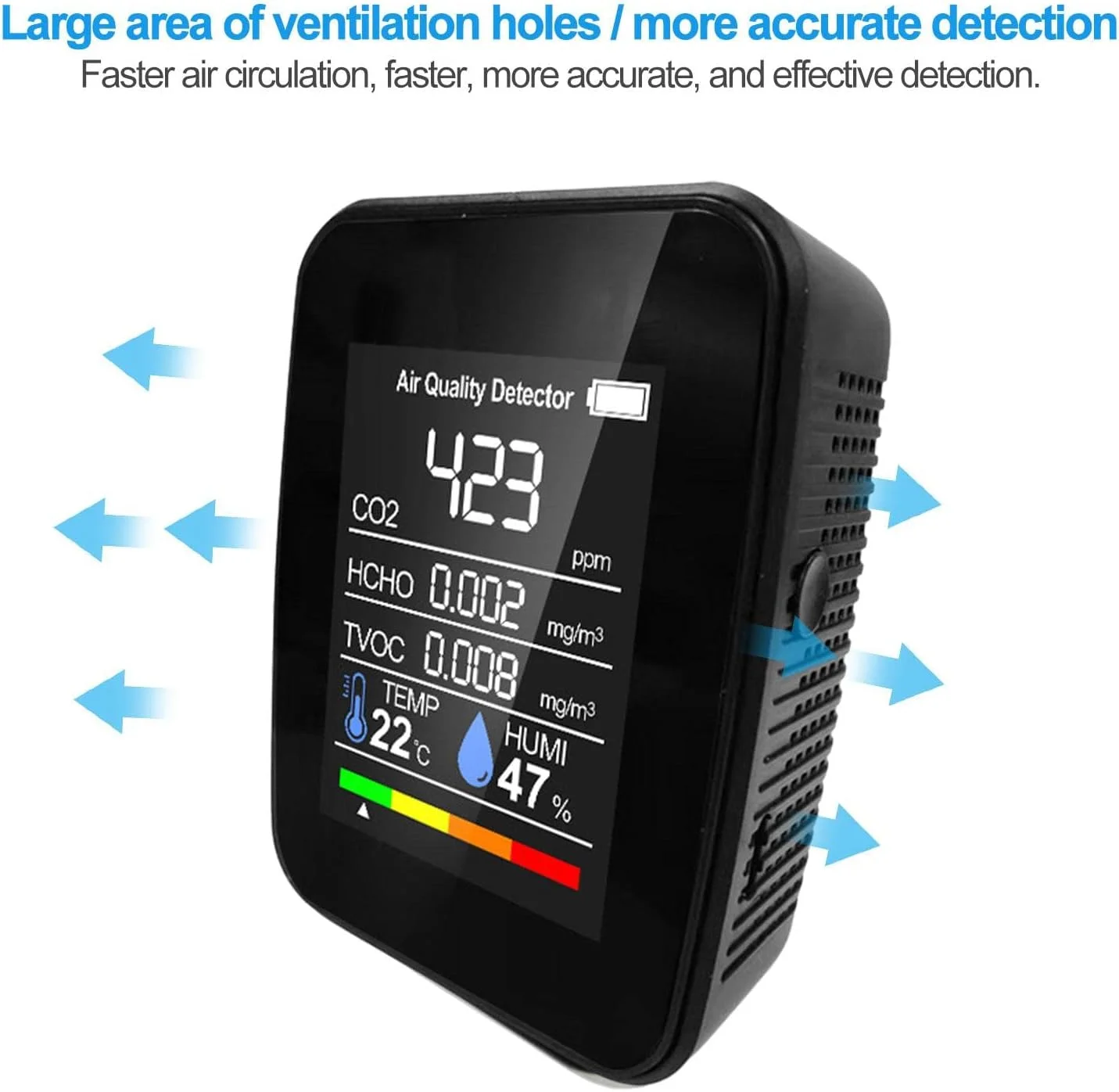 مانیتور کیفیت هوا 400-5000PPM - مانیتور دی اکسید کربن دیجیتال قابل حمل، تستر دما و رطوبت سنج کیفیت هوا با کابل USB برای خانه و دفتر مانیتور کیفیت هوا 400-5000PPM - مانیتور دی اکسید کربن دیجیتال قابل حمل، تستر دما و رطوبت سنج کیفیت هوا با کابل USB برای خانه و دفتر